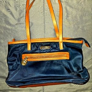 MICHAEL KORS Kempton Blue Nylon  East West Shoulder Bag Tote GUC
